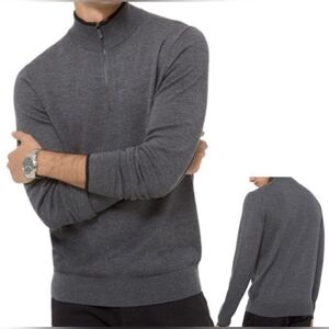 Men's Michael Kors Merino Wool Gray Half-Zip Sweater